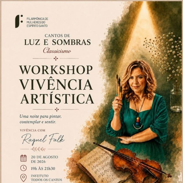 Com curadoria de Alice Nascimento e Raquel Falk, evento une história da arte, prática de pintura e música clássica no Centro de Vitória, 20 de agosto. (Imagem: Divulgação)