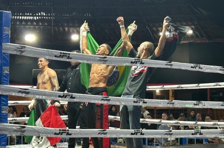 Aos 25 anos, o atleta do ES venceu o mexicano “El Pitufo” Yanez evento no Kreiger League 9, e dá sequência ao legado do pai, o grão-mestre Laécio Nunes. (Foto: Arquivo Pessoal)